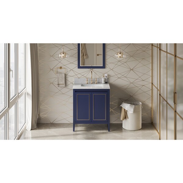 Jeffrey Alexander 30In. Hale Blue Percival Vanity, White Carrara Marble Vanity Top, Undermount Rectangle Bowl VKITPER30BLWCR - main